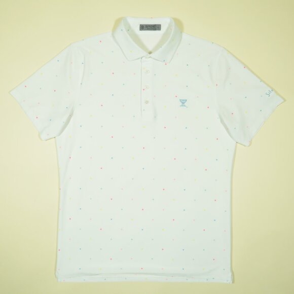 G Fore Silverleaf Golf Polo Shirt Mens XL Tech Pique White Mini Star - Picture 2 of 7